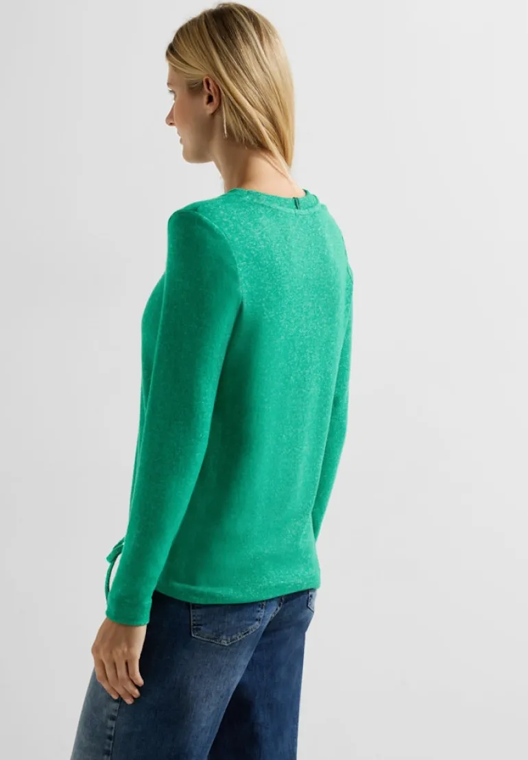 Cosy Melange Langarmshirt easy green melange