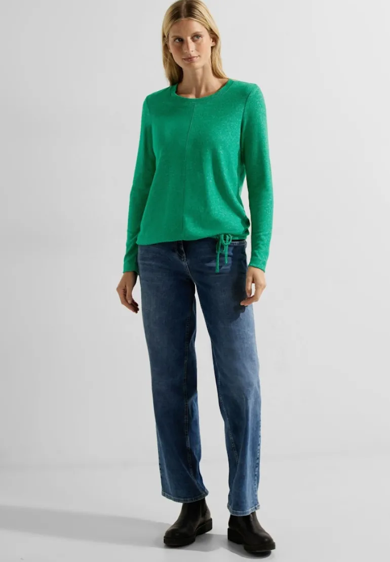 Cosy Melange Langarmshirt easy green melange