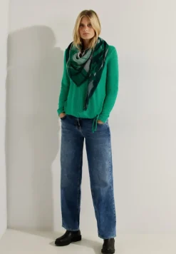 Cosy Melange Langarmshirt easy green melange