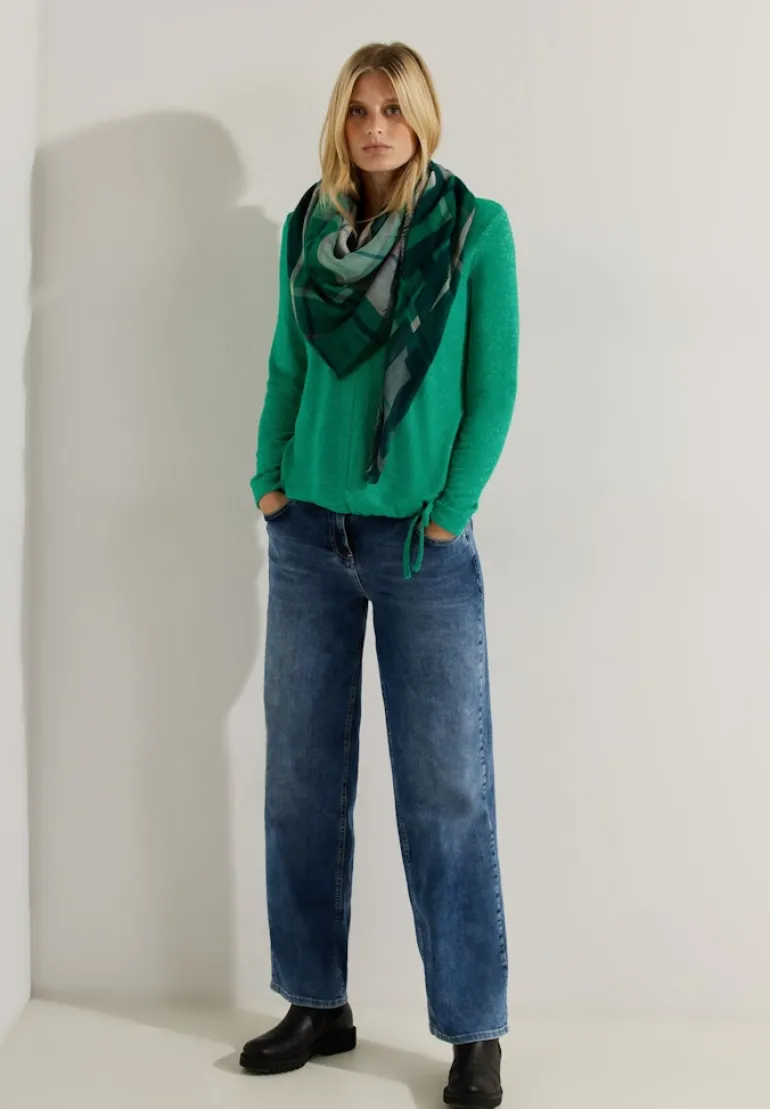 Cosy Melange Langarmshirt easy green melange