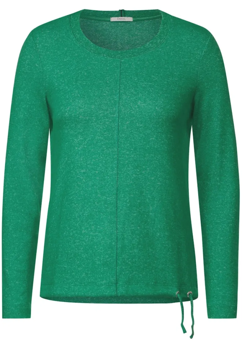 Cosy Melange Langarmshirt easy green melange