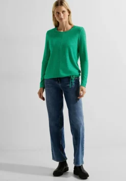 Cosy Melange Langarmshirt easy green melange