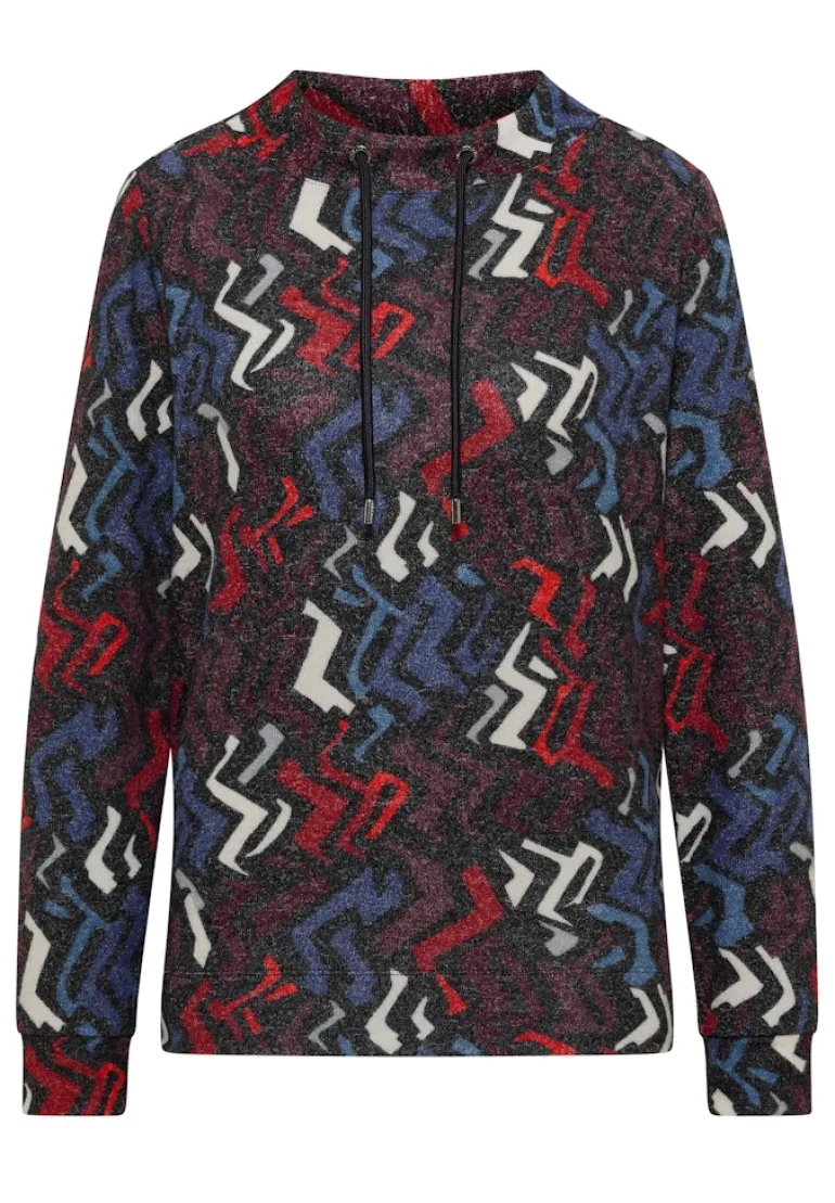 Cosy Shirt mit Grafikmuster black multi melange