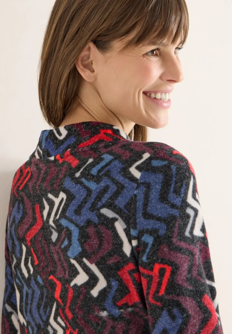 Cosy Shirt mit Grafikmuster black multi melange