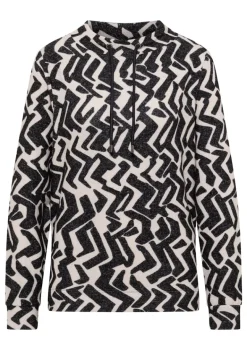 Cosy Shirt mit Grafikmuster light greige melange