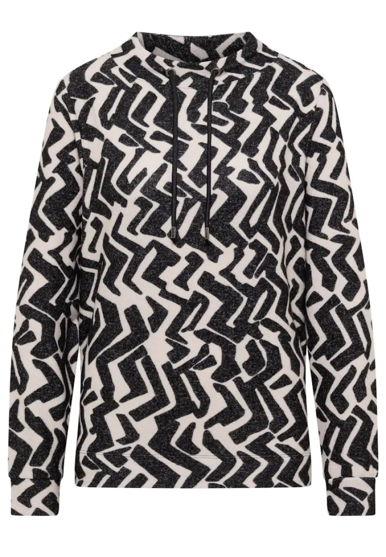 Cosy Shirt mit Grafikmuster light greige melange