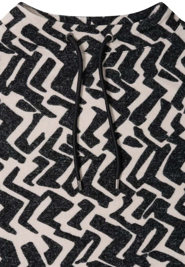 Cosy Shirt mit Grafikmuster light greige melange