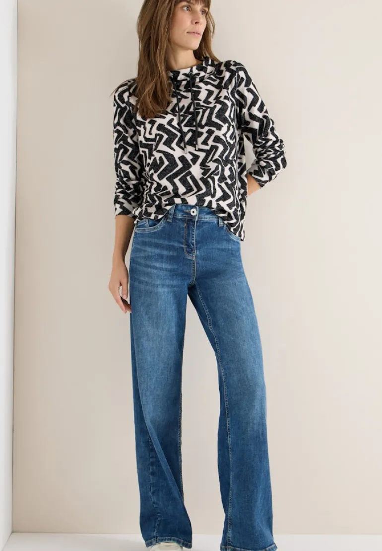 Cosy Shirt mit Grafikmuster light greige melange