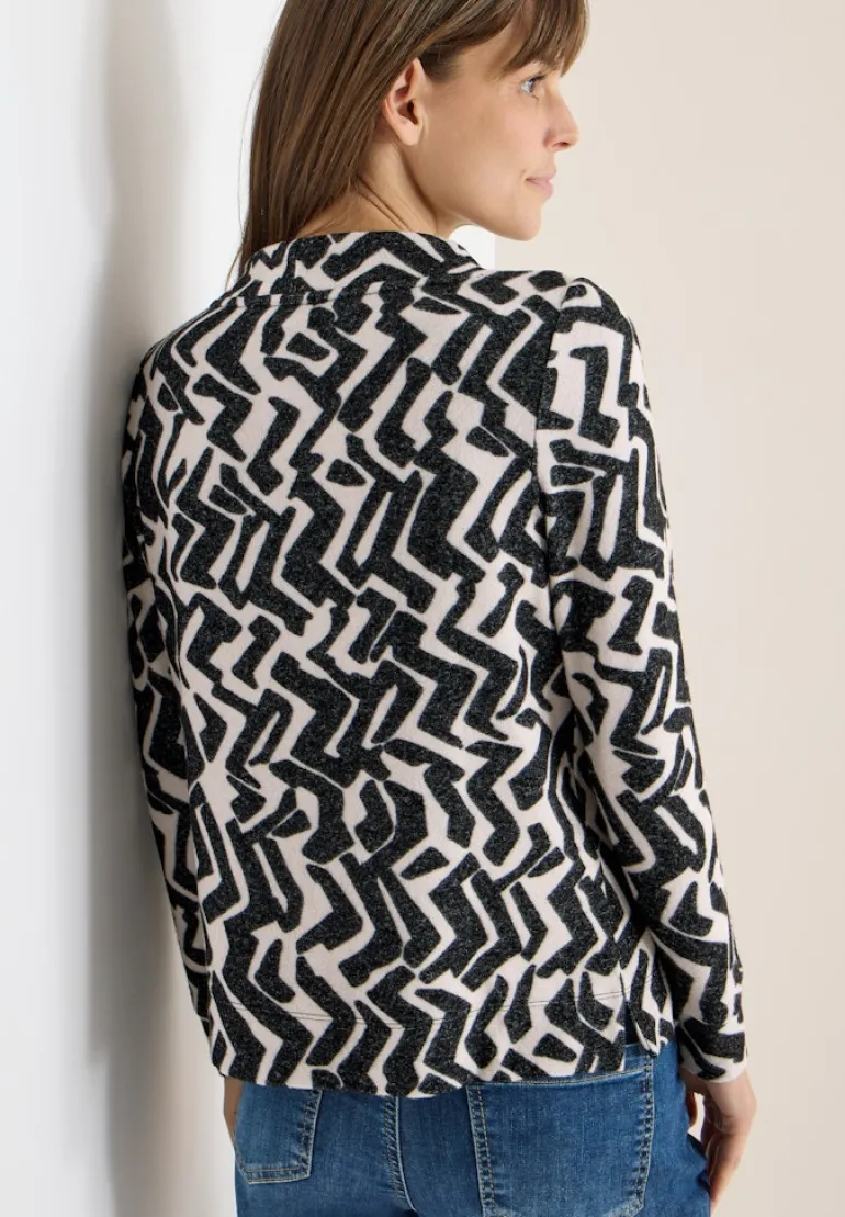 Cosy Shirt mit Grafikmuster light greige melange