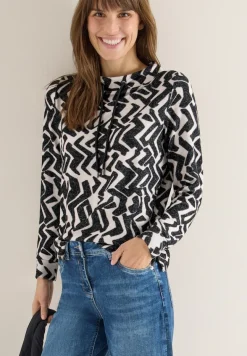 Cosy Shirt mit Grafikmuster light greige melange