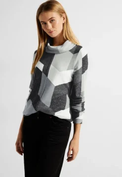 Cosy Shirt mit Print black melange