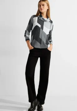 Cosy Shirt mit Print black melange