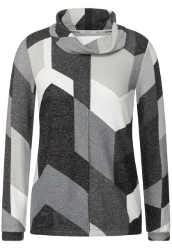 Cosy Shirt mit Print black melange