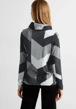 Cosy Shirt mit Print black melange
