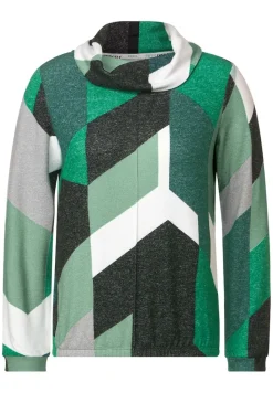 Cosy Shirt mit Print cosy easy green melange