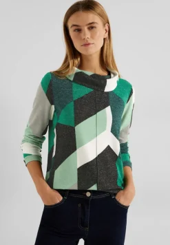 Cosy Shirt mit Print cosy easy green melange