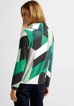 Cosy Shirt mit Print cosy easy green melange