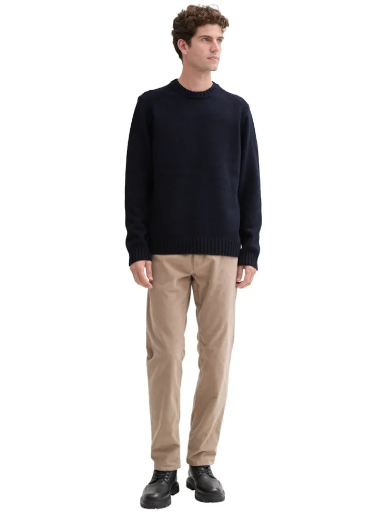 Cosy Strickpullover mit Logo-Badge knitted navy melange