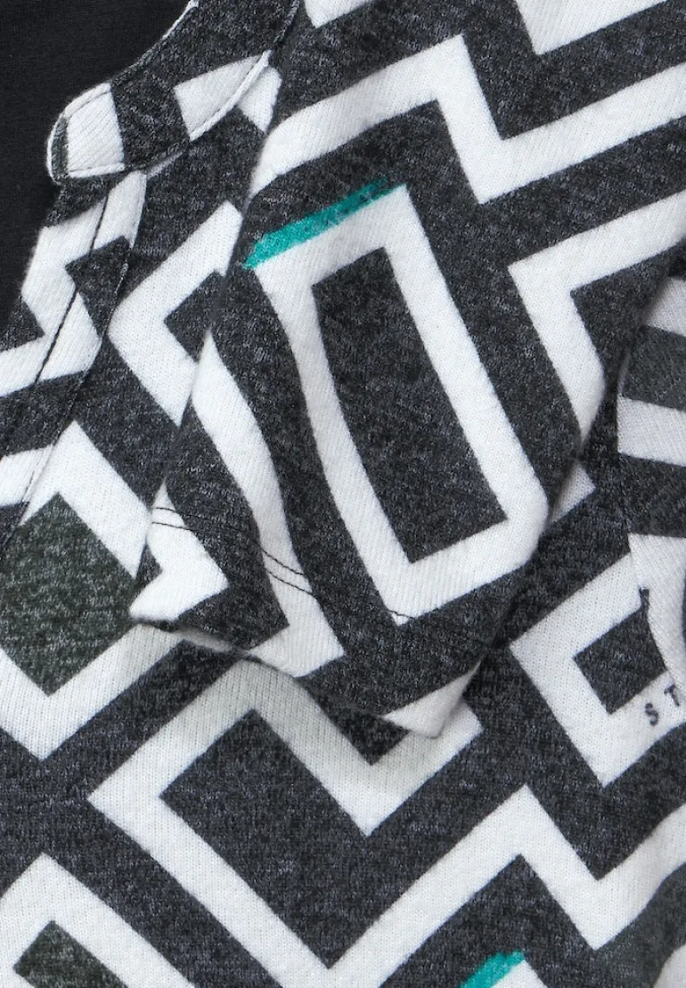 Cosy Tunikashirt mit Print black melange
