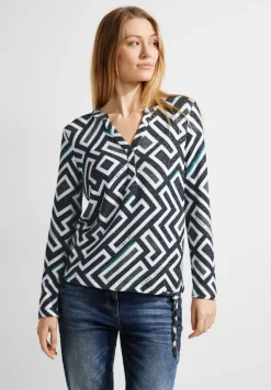 Cosy Tunikashirt mit Print black melange