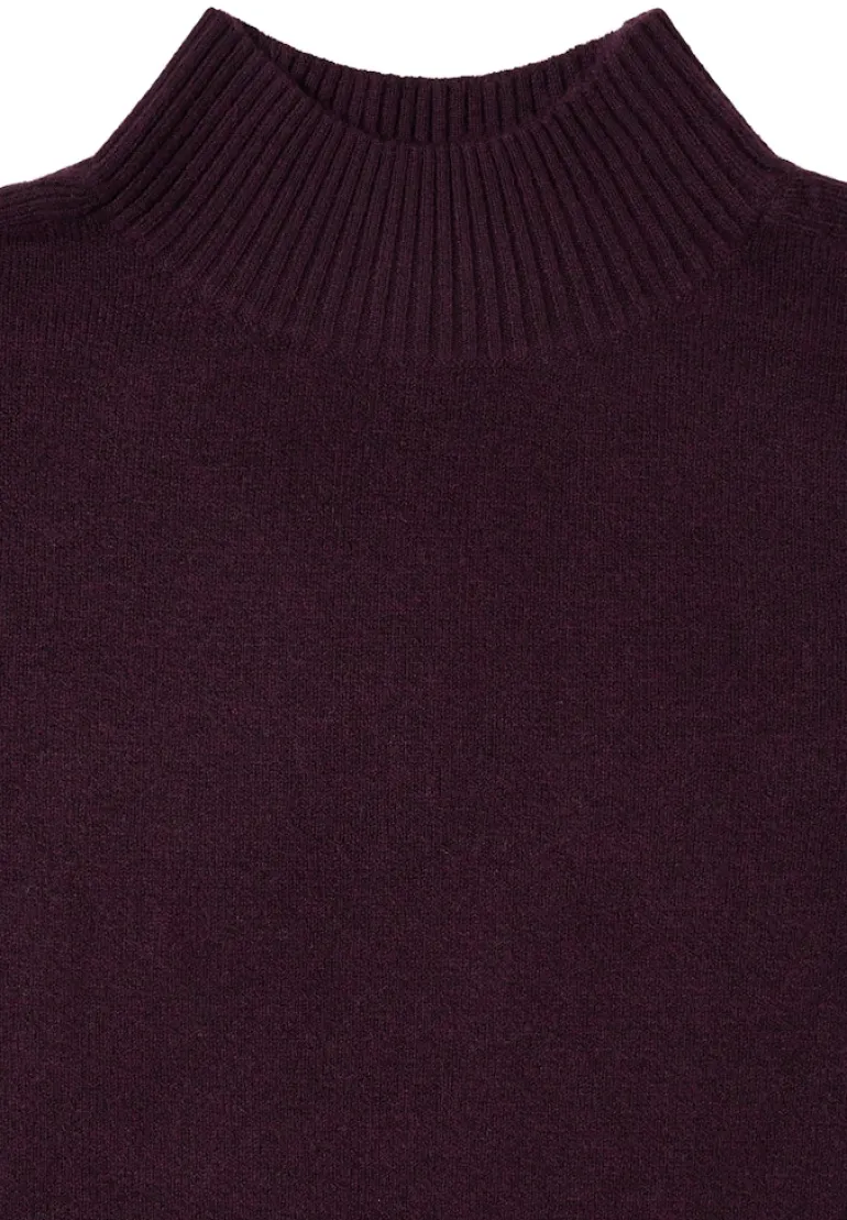 Cosy Turtleneck Pullover eggplant red melange