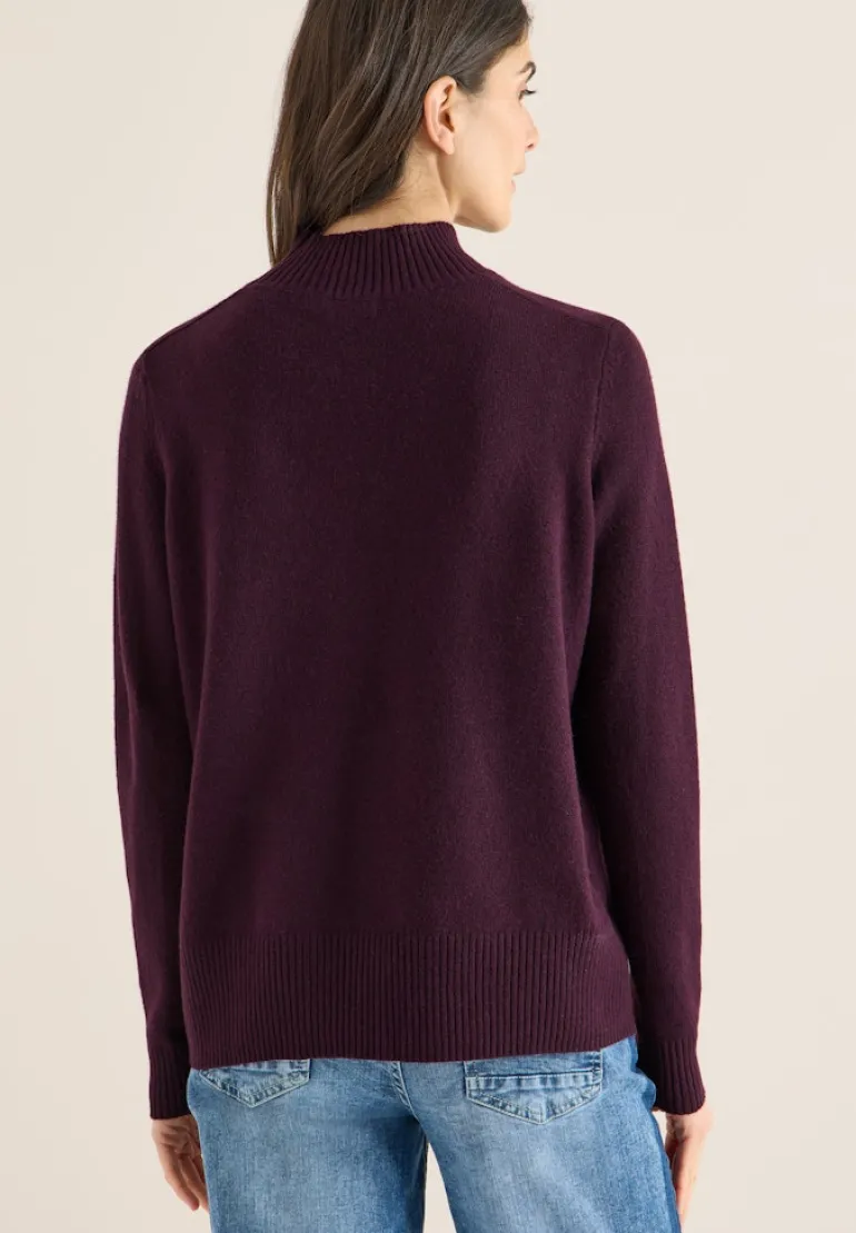 Cosy Turtleneck Pullover eggplant red melange