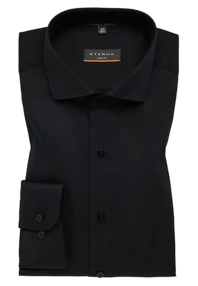 Cover Shirt Twill Langarm schwarz