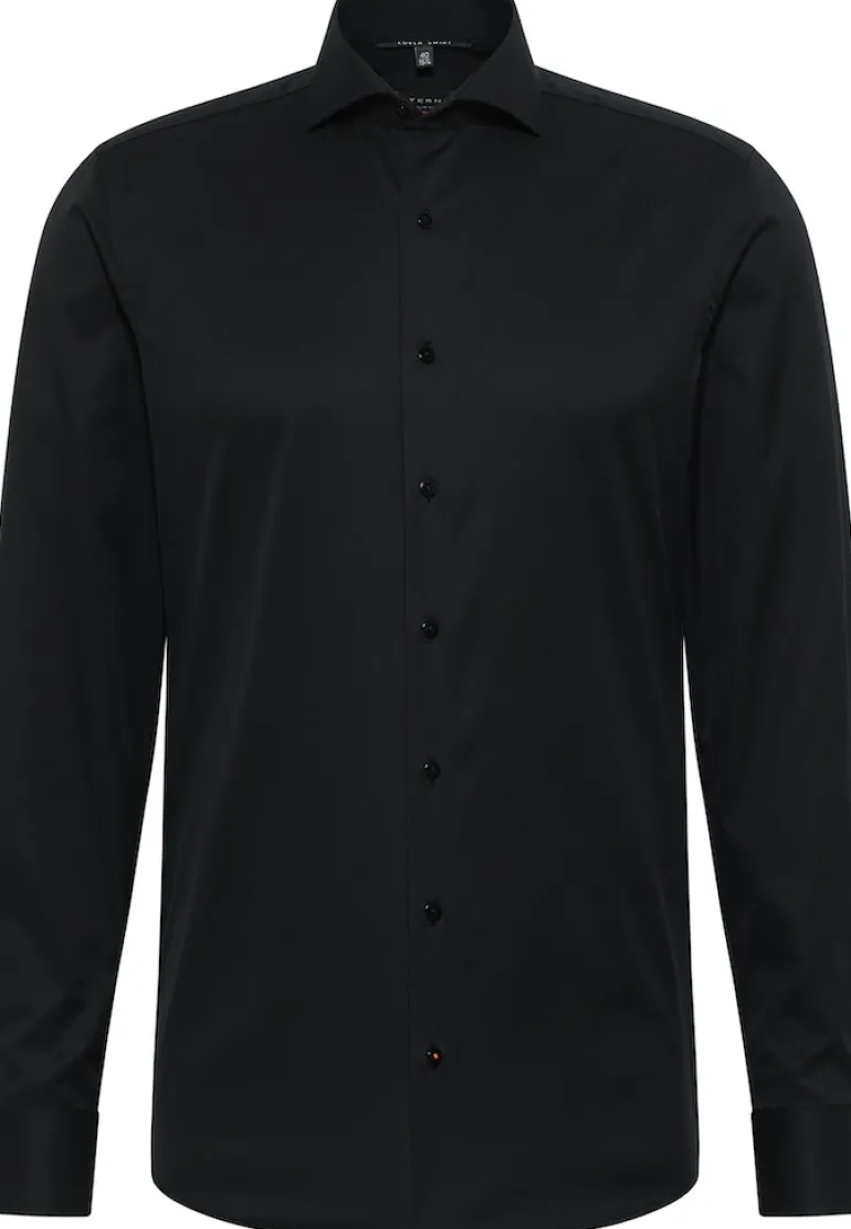 Cover Shirt Twill Langarm schwarz