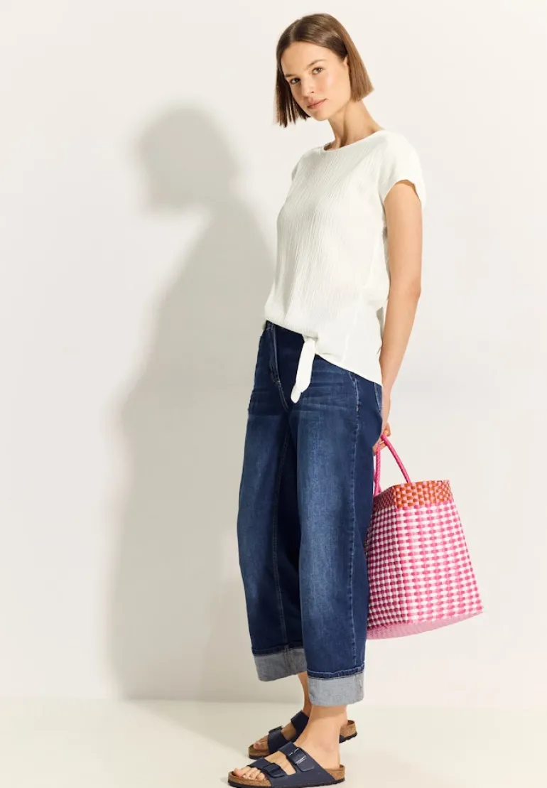 Crepe Knoten Bluse vanilla white