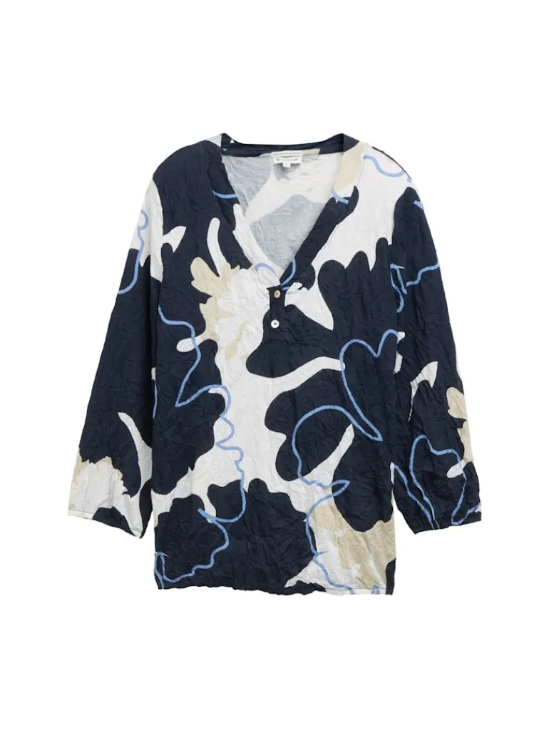 Crinkle Blusenshirt big floral shapes design