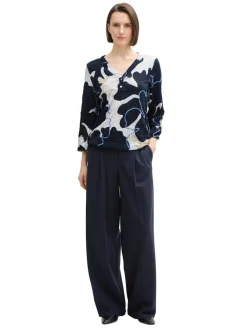 Crinkle Blusenshirt big floral shapes design