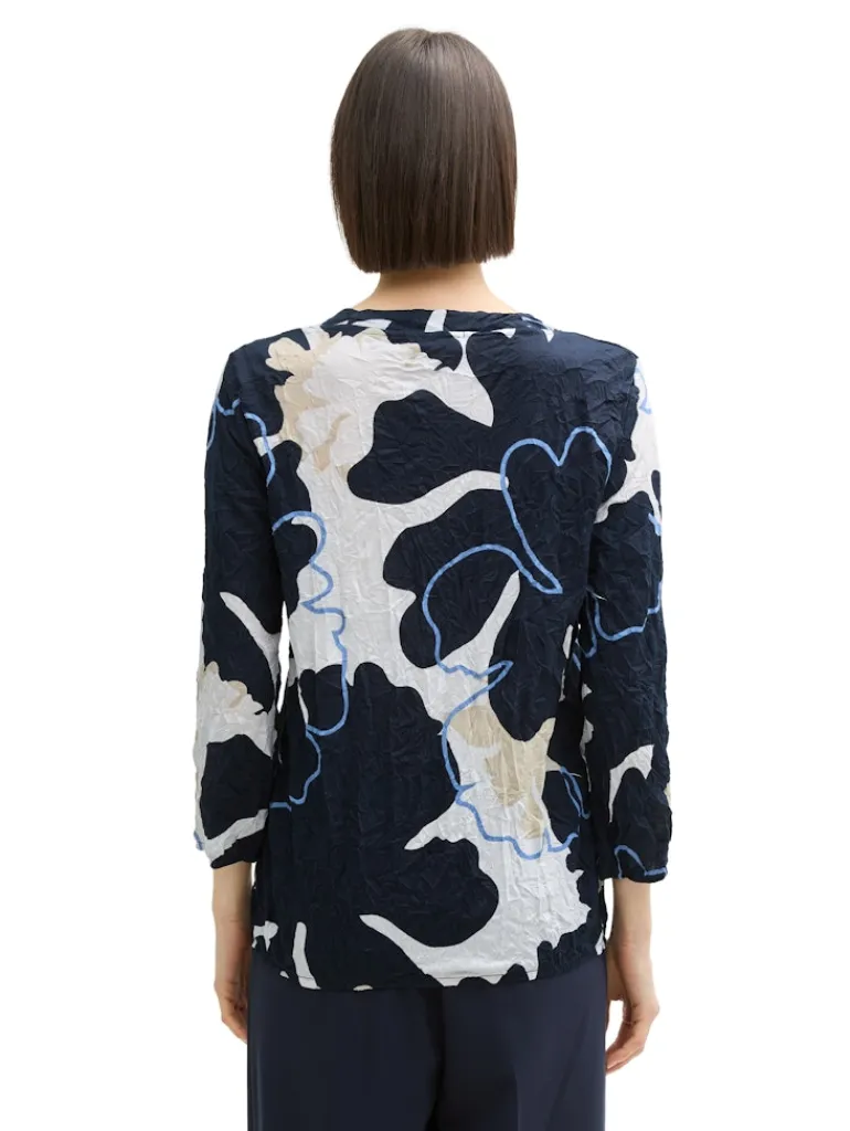 Crinkle Blusenshirt big floral shapes design