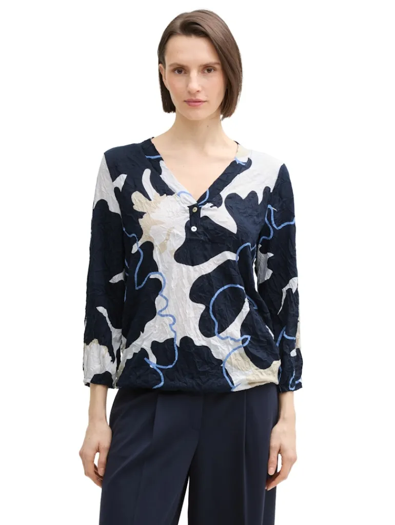 Crinkle Blusenshirt big floral shapes design