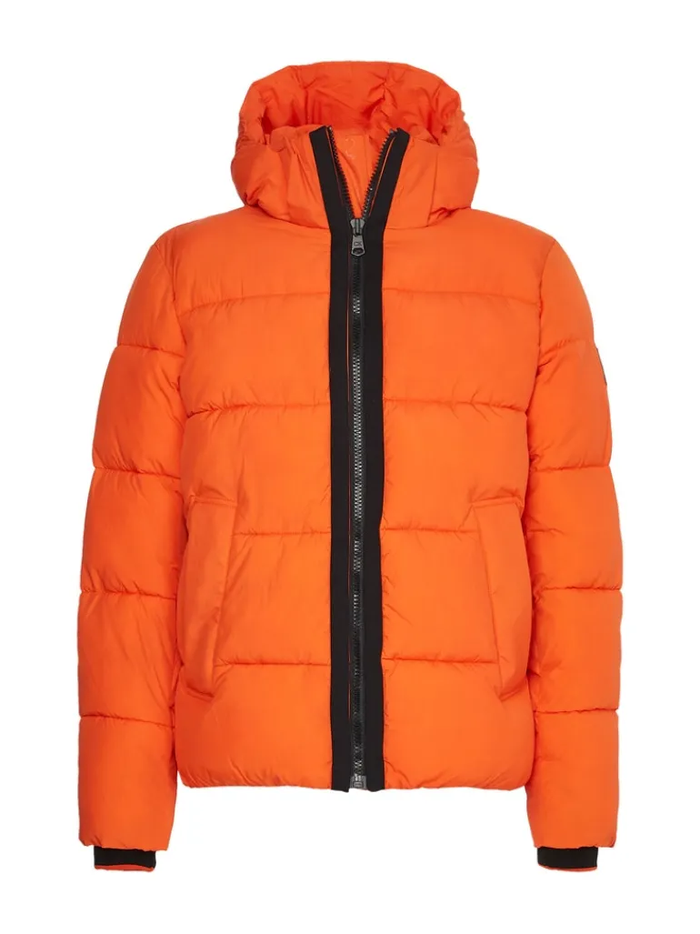 CRINKLE NYLON QUILT JACKET coral orange