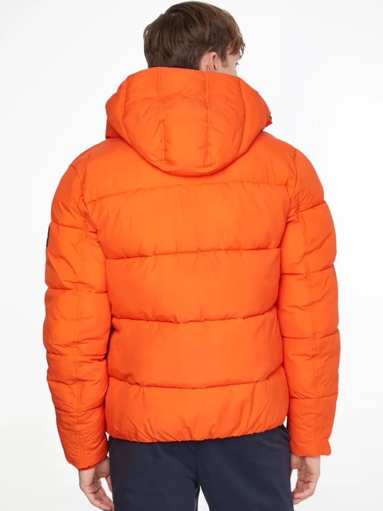 CRINKLE NYLON QUILT JACKET coral orange