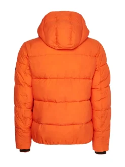 CRINKLE NYLON QUILT JACKET coral orange