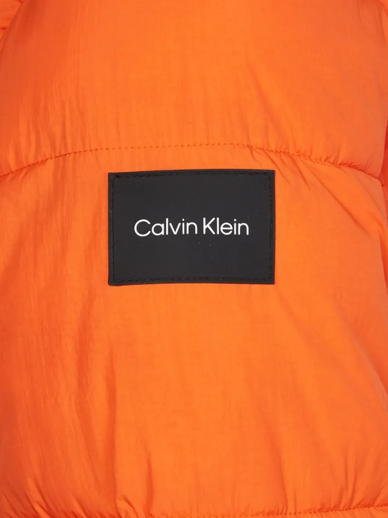 CRINKLE NYLON QUILT JACKET coral orange