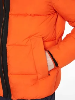 CRINKLE NYLON QUILT JACKET coral orange
