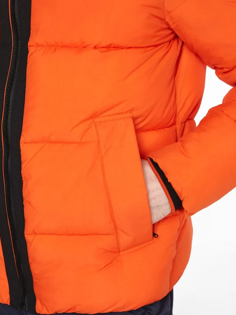 CRINKLE NYLON QUILT JACKET coral orange