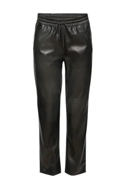 Cropped Hose in Leder-Optik mit Kordelzugbund black