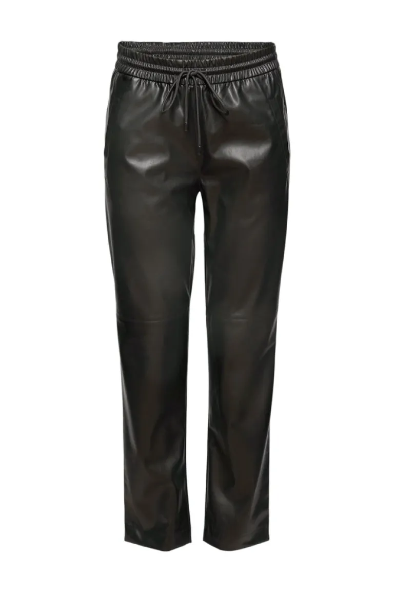 Cropped Hose in Leder-Optik mit Kordelzugbund black
