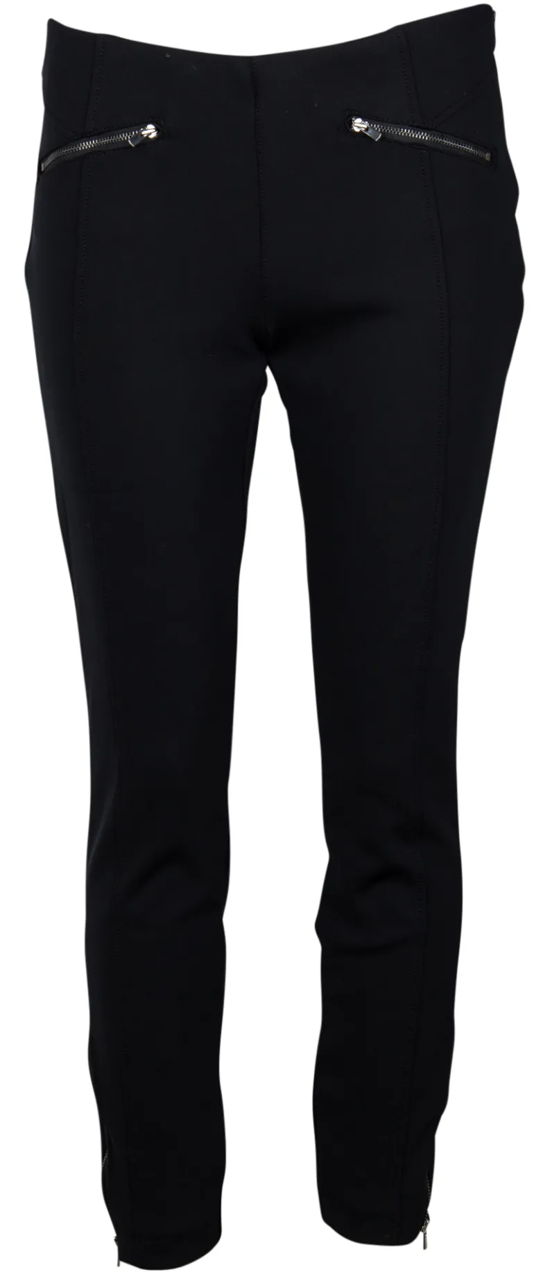 Cropped Stretchhose mit Zierleisten schwarz
