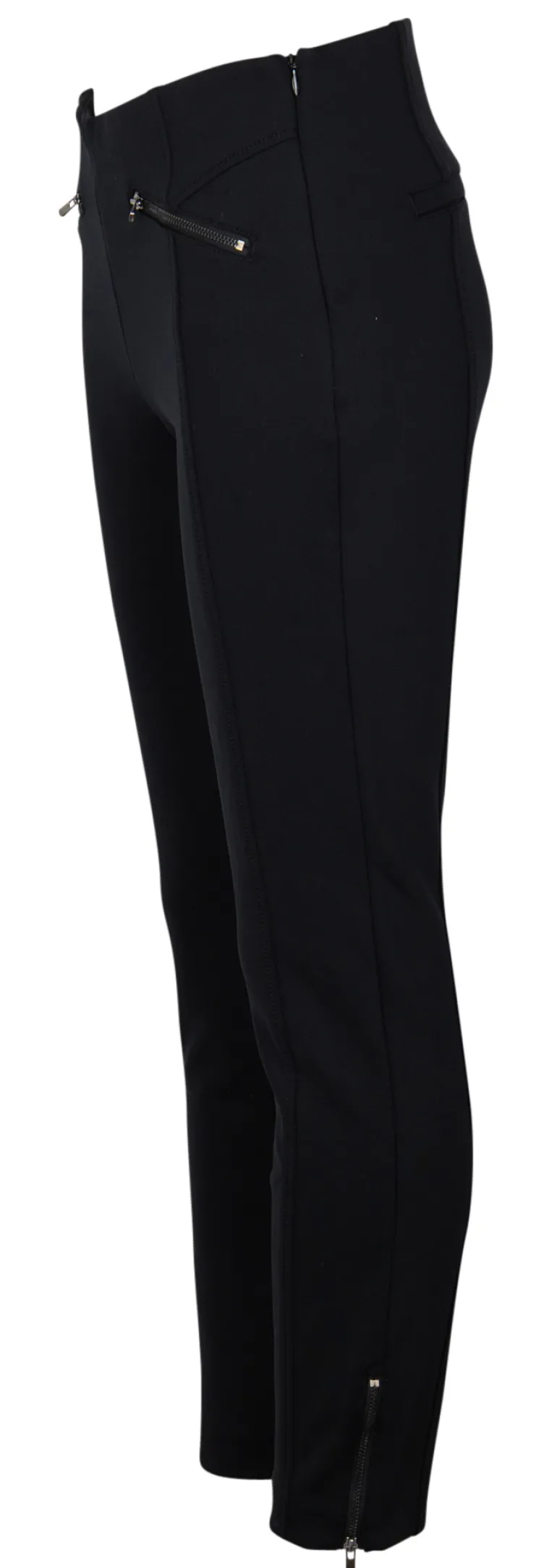 Cropped Stretchhose mit Zierleisten schwarz