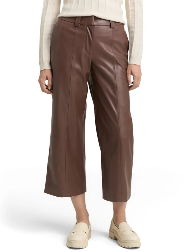 Culotte Hose in Lederoptik dark pecan brown