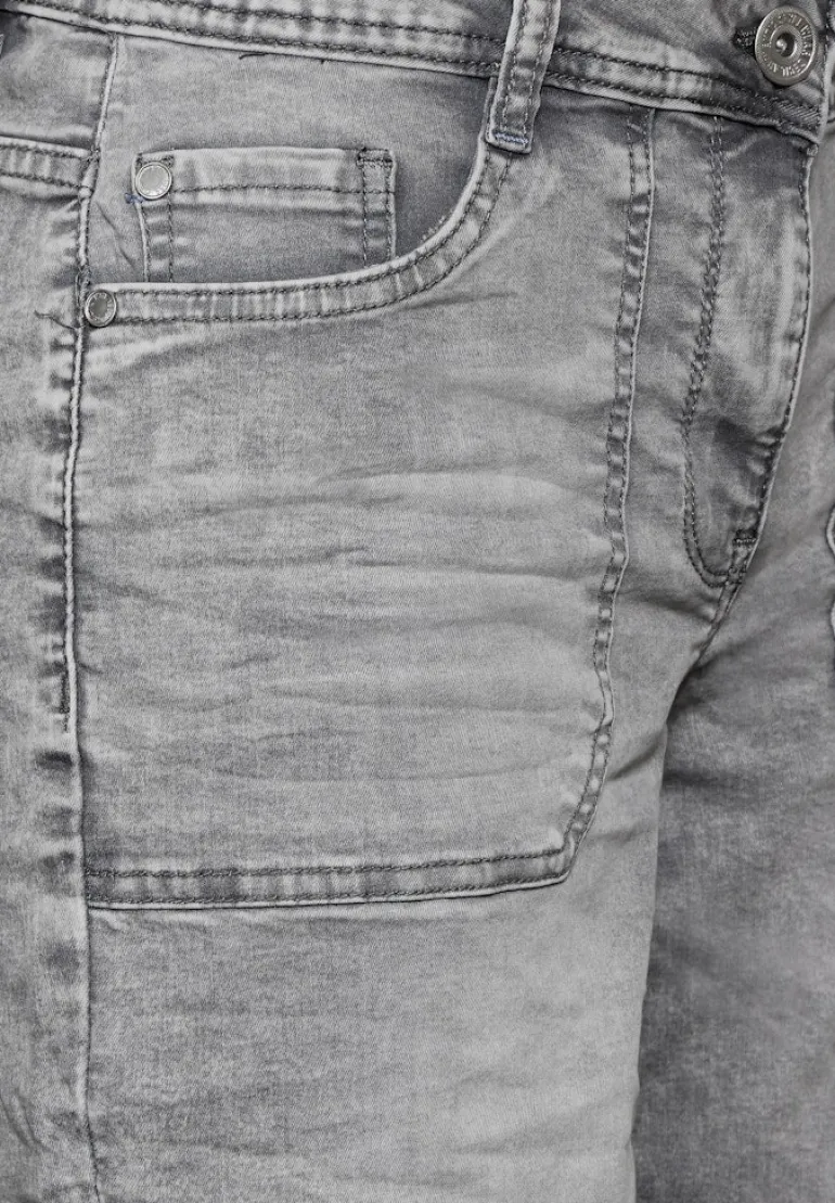 Culotte Jeans mit Bandana mid grey random wash