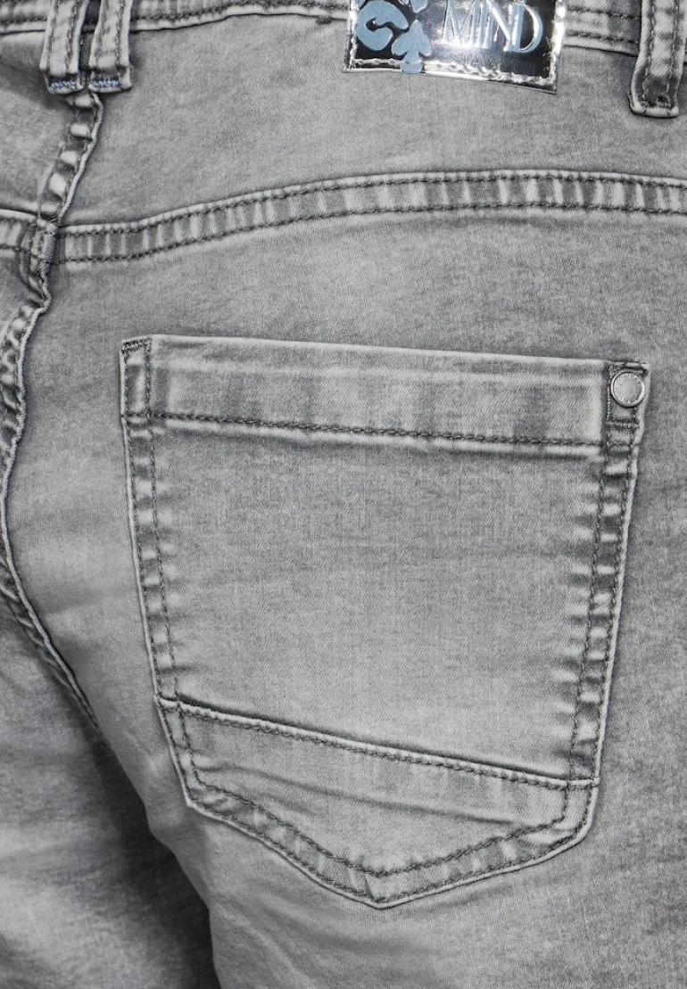 Culotte Jeans mit Bandana mid grey random wash