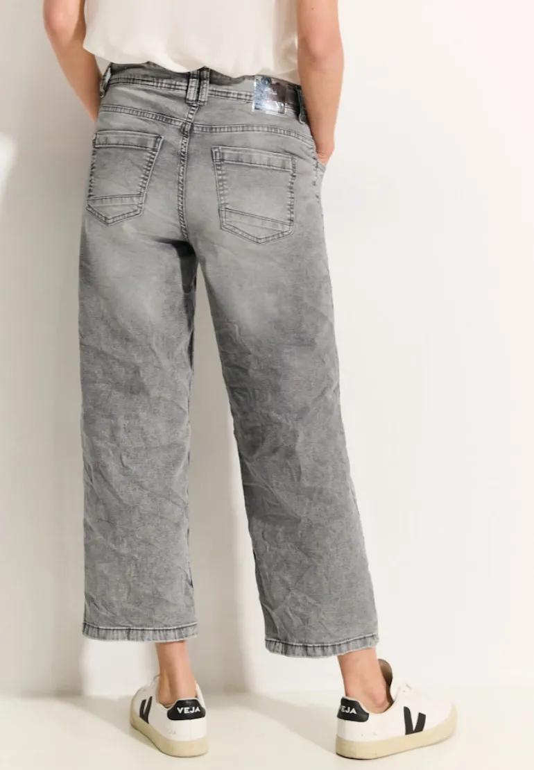 Culotte Jeans mit Bandana mid grey random wash