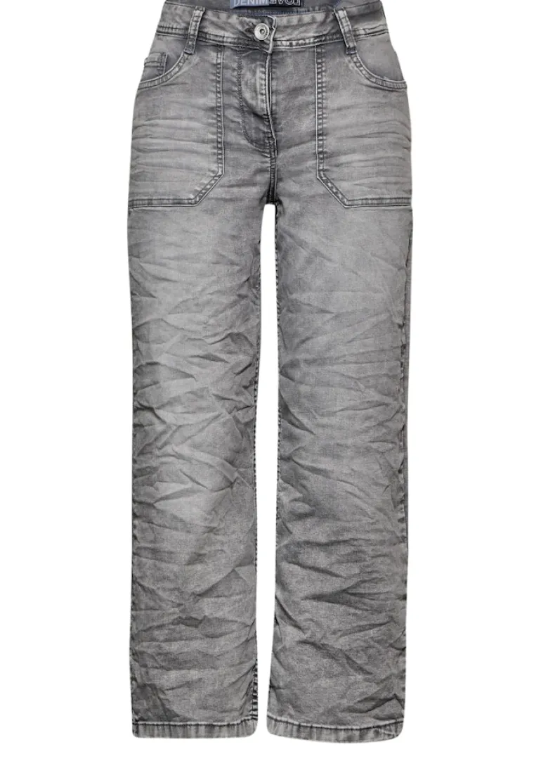 Culotte Jeans mit Bandana mid grey random wash