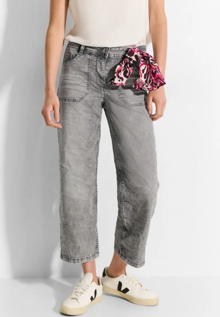 Culotte Jeans mit Bandana mid grey random wash