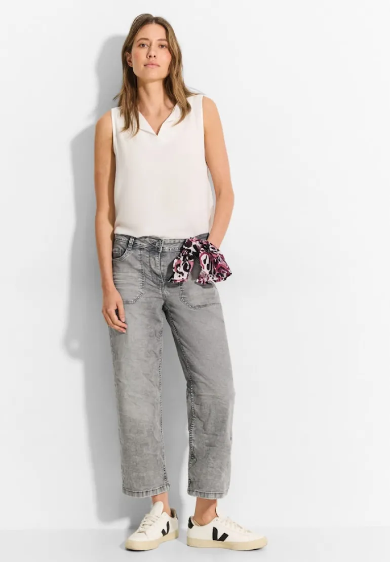 Culotte Jeans mit Bandana mid grey random wash